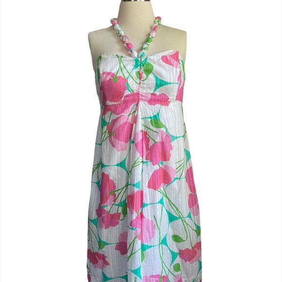 Lilly Pulitzer Floral Flower Halter Dress Betsey Had a Blast 8 - Picture 2 of 12